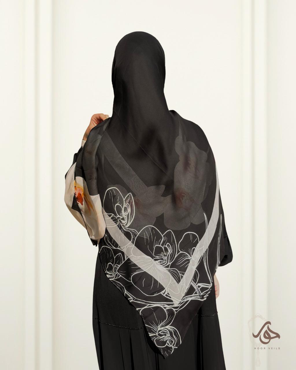 Orchid Luxe Pure Italian Silk-Black and White