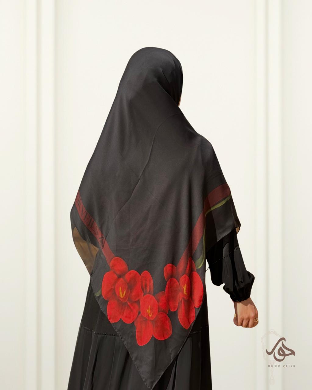 Orchid Luxe Pure Italian Silk-Black and Red