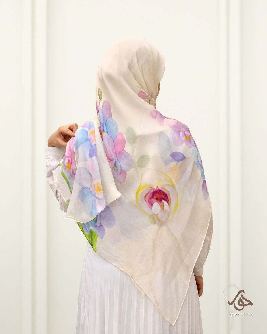 Orchid Luxe Pure Italian Silk-White Floral