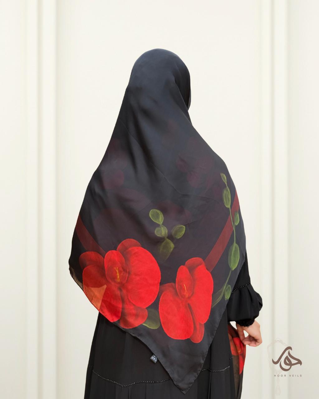 Orchid Luxe Pure Italian Silk-Black and Red