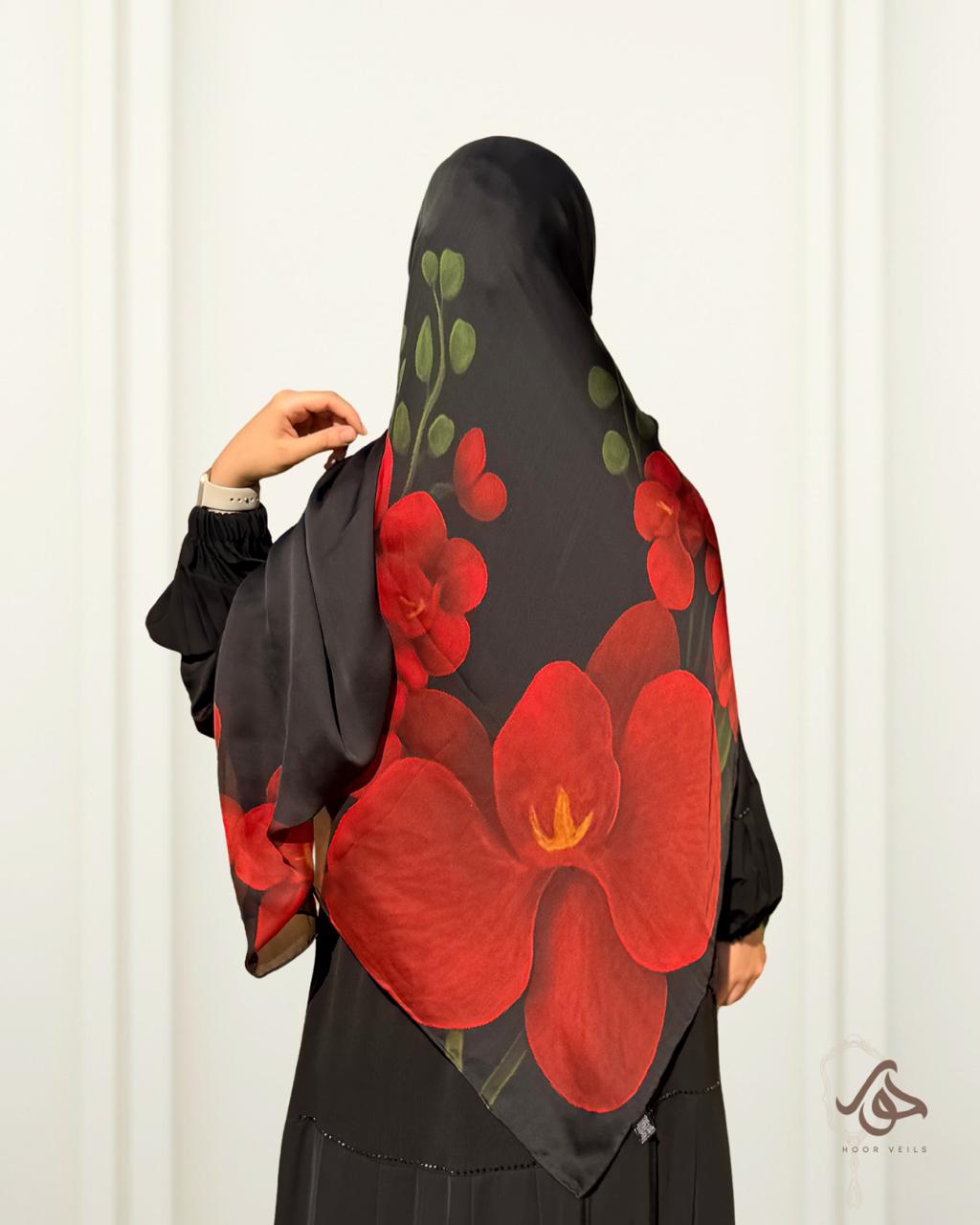 Orchid Luxe Pure Italian Silk-Black and Red