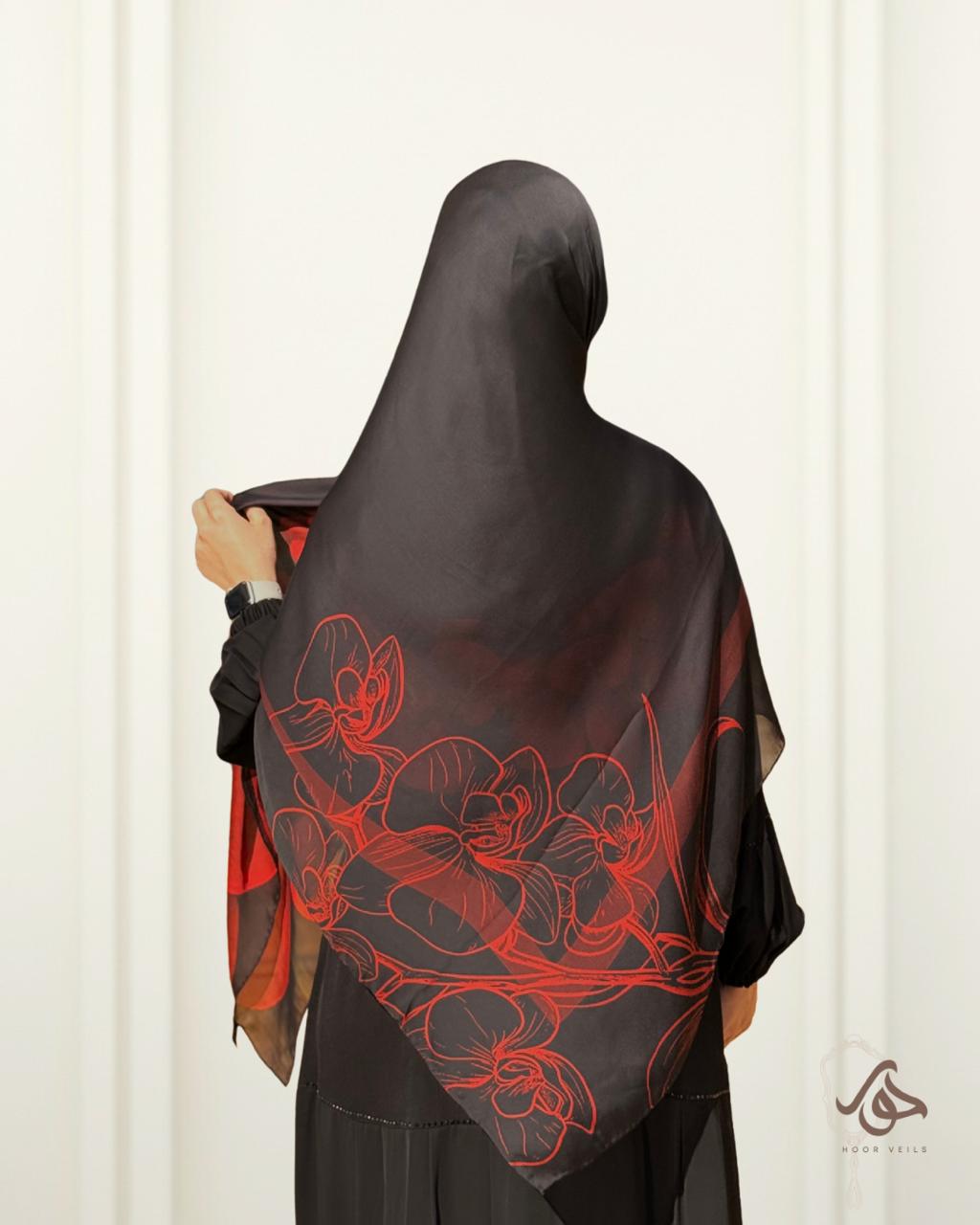 Orchid Luxe Pure Italian Silk-Black and Red
